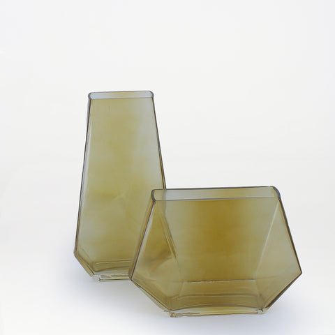 Camel Geometric Glass Vase Set