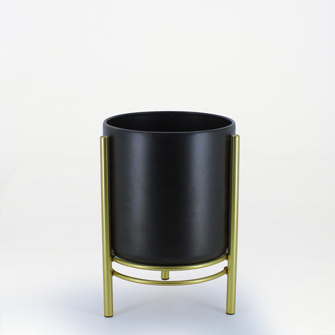 Black & Gold Modern Stand Planter