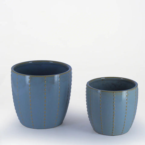 Indigo Stitch Ceramic Planter