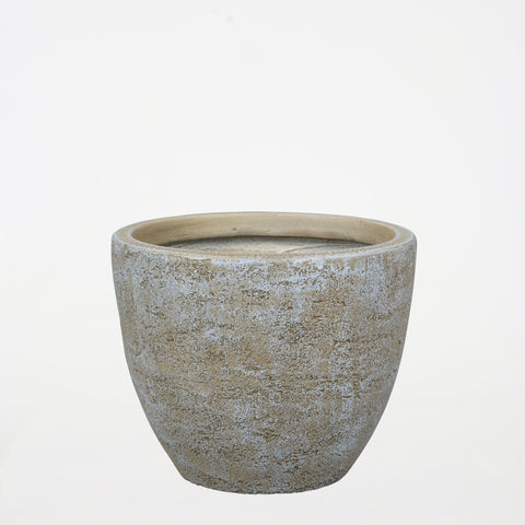 Round Textured Cement Planter – Brown