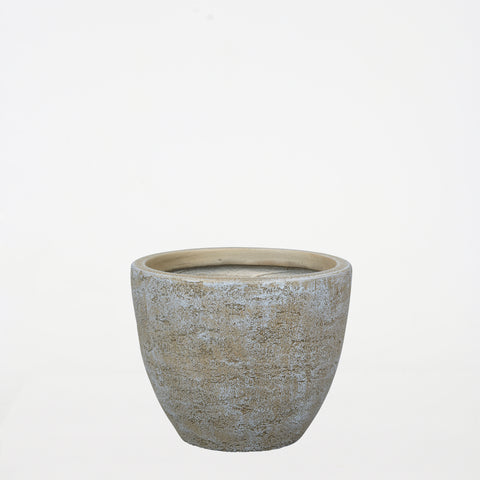 Round Textured Cement Planter – Brown