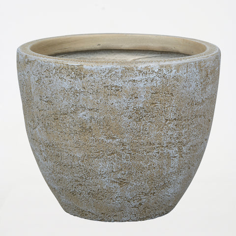 Round Textured Cement Planter – Brown