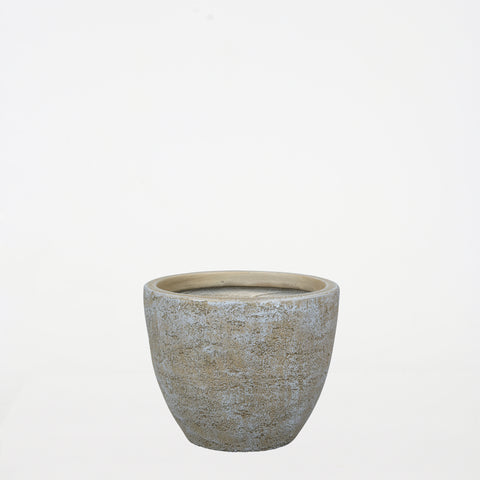 Round Textured Cement Planter – Brown