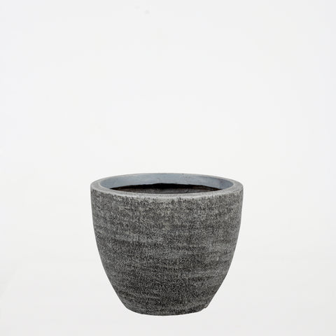 Round Textured Cement Planter - Grey