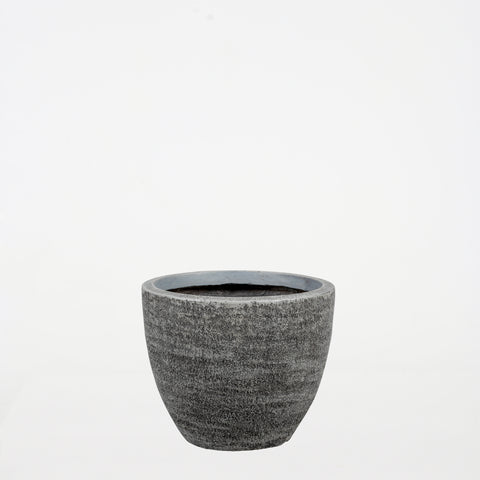 Round Textured Cement Planter - Grey