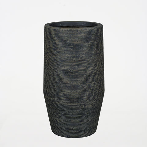 Ribbed Tall Planter Pot - Black