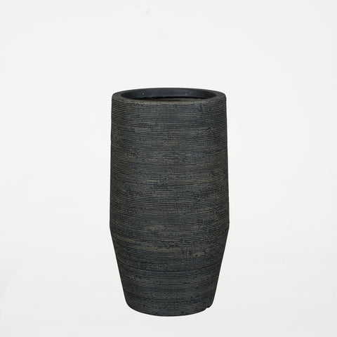 Ribbed Tall Planter Pot - Black