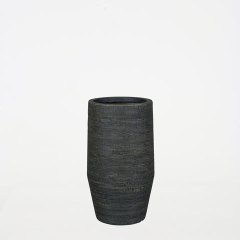 Ribbed Tall Planter Pot - Black