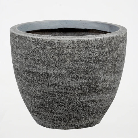 Round Textured Cement Planter - Grey