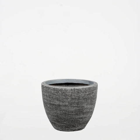 Round Textured Cement Planter - Grey