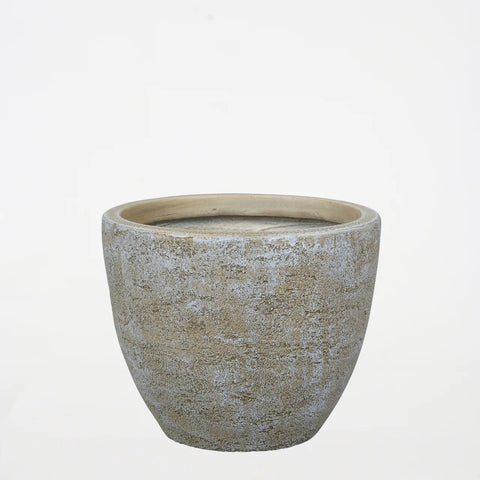 Round Textured Cement Planter – Brown
