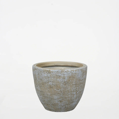 Round Textured Cement Planter – Brown