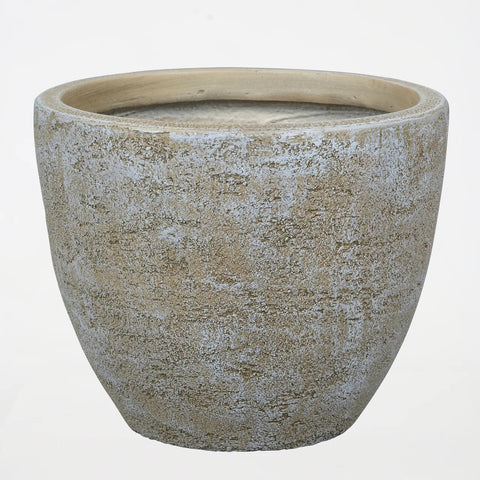 Round Textured Cement Planter – Brown