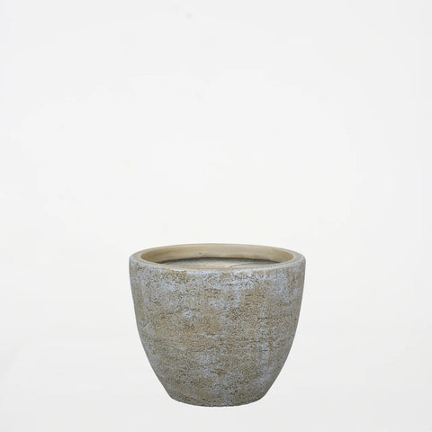 Round Textured Cement Planter – Brown